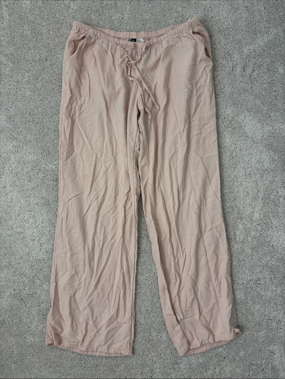Divided Wide-Leg Drawstring Pants in Blush Pink